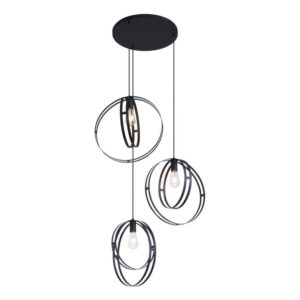 Design függőlámpa fekete kerek 3-lámpás - Indu