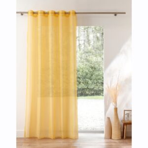Egyszínű Voile Függöny Átlátszó Szemekkel Sárga 175X240 Cm