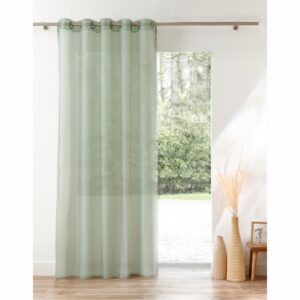 Egyszínű Voile Függöny Átlátszó Szemekkel Zöld 140X145 Cm
