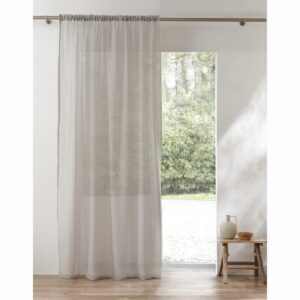 Egyszínű Voile Függöny Csíkos Szegéllyel Díszítve Gyöngyházszürke 300X240 Cm