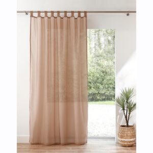 Egyszínű Voile Függöny Hurkokkal Barnásszürke 140X145 Cm