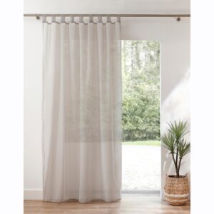 Egyszínű Voile Függöny Hurkokkal Gyöngyházszürke 300X240 Cm