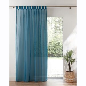 Egyszínű Voile Függöny Hurkokkal Türkizkék 240X240 Cm