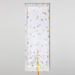Függöny Szatén Szalaggal És Levélnyomtatással Sárga 60X160 Cm