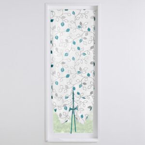 Függöny Szatén Szalaggal És Levélnyomtatással Smaragd 60X160 Cm