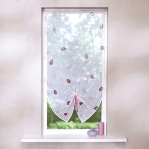 Függöny Szatén Szalaggal És Levélnyomtatással Szilva 60X160 Cm
