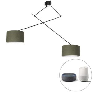 Intelligens függőlámpa fekete 35 cm zöld ernyővel