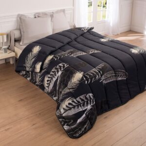 Mikroszálas Takaró Nyomtatással Feather 400G/M2 Fekete 200X200 Cm