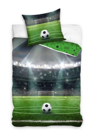 Pamut Ágyneműszett Futballstadion Zöld/Nyomott Mintával 140X200 + 70X90 Cm