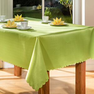 Pöttyös Jacquard Asztalterítő Zöld Ø 150 Cm