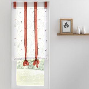 Rolló Redőny Levelek Hímzésével Terrakotta/Fehér 60X160 Cm