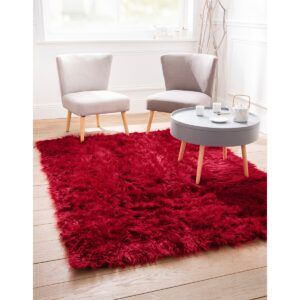 Téglalap Alakú Szőnyeg Hosszú Bolyhokkal Red 100X140 Cm