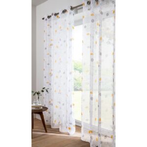 Voile Függöny Levélmintával Sárga 140X260 Cm