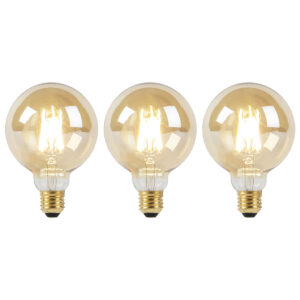 3 db E27 Dim to Warm LED izzó készlet G95 arany 8W 806lm 2000-2700K