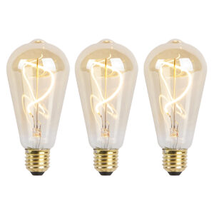 3 db-os készlet E27-es dimmelhető LED spirális izzó ST64 arany 4W 270lm 2100K