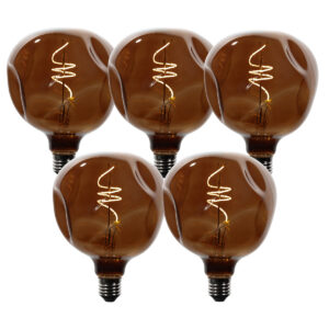 5 darabos E27 dimmelhető LED izzókészlet T125 barna 4W 120 lm 1800K