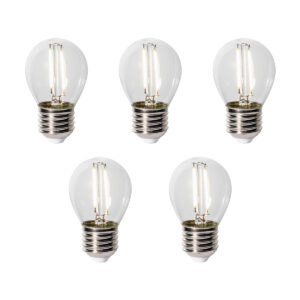 5 darabos E27 LED lámpa szett P45 alkonyatérzékelővel 3W 250 lm 3000K