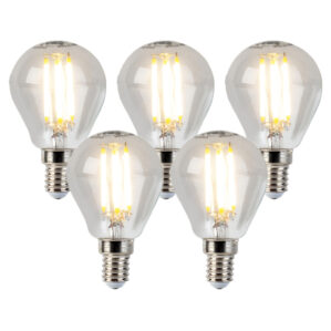 5 db E14-es szabályozható LED gömbizzó készlet P45 5W 470lm 2700K