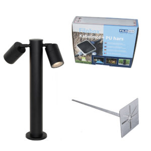 Álló kültéri lámpa fekete 45 cm IP44 állítható 2-lámpás - Duo