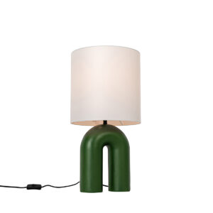 Design asztali lámpa zöld fehér vászonbúrával - Lotti