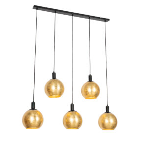 Design lógólámpa fekete aranyszínű üveggel 5-lámpás - Bert