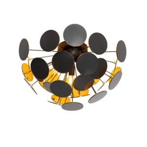 Design mennyezeti lámpa fekete arannyal 54cm 3-lámpás - Cerchio