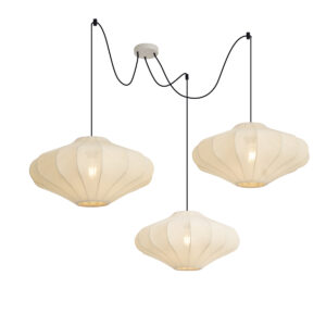 Japandi függőlámpa bézs 50cm 3-lámpás - Plu