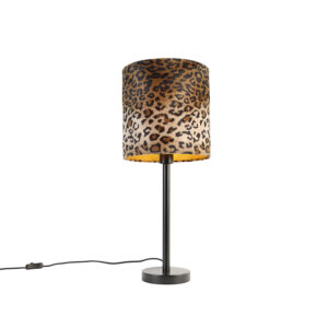 Modern asztali lámpa fekete leopárd árnyékolóval 25 cm - Simplo