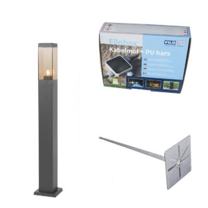 Modern kültéri állólámpa sötétszürke füst színűvel 80 cm - Malios