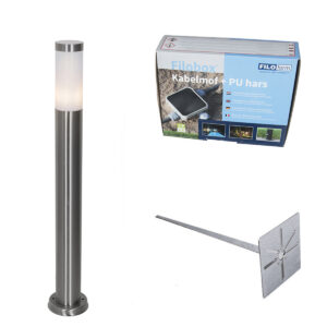 Modern kültéri kút lámpa acélból opállal 80 cm IP44 - Rox