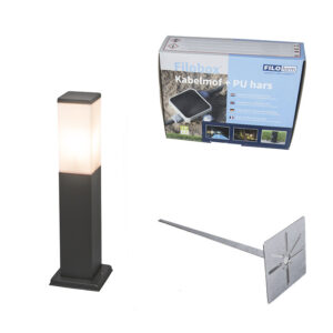 Modern kültéri oszloplámpa sötétszürke opál üveggel 45 cm IP44 - Malios