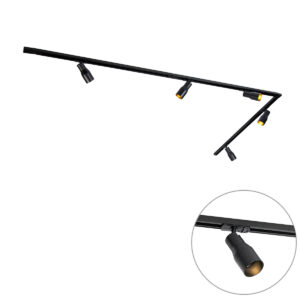 Modern sínrendszer 5 spotlámpával fekete 1 fázisú - Iconic Kohua