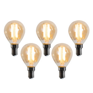 Set van 5 E14 LED lampen G45 goud 2W 180 lm 2100K