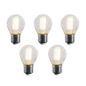 Set van 5 E27 dimbare LED lampen filament G45 helder 4W 470 lm 2700K