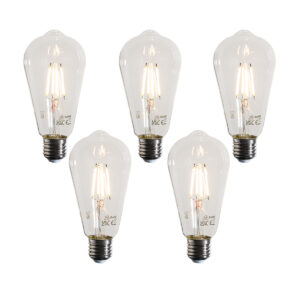 Set van 5 E27 LED lamp filament ST64 helder 4W 470 lm 2700K