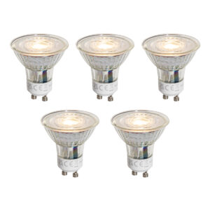 Set van 5 GU10 50mm dimbare LED lampen helder 4.5W 365 lm 2700K