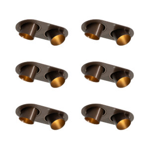 Set van 6 inbouwspots donkerbrons GU10 35mm kantelbaar 2-lichts - Installa