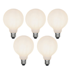 5 Db E27 3 Fokozatban Szabályozható Led Lámpa G95 Mattüveg 5W 550 Lm 2700K – Luedd