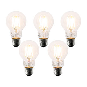 5 Db E27 Led Izzó Szett A60 Átlátszó 6W 630Lm 2200K – Luedd