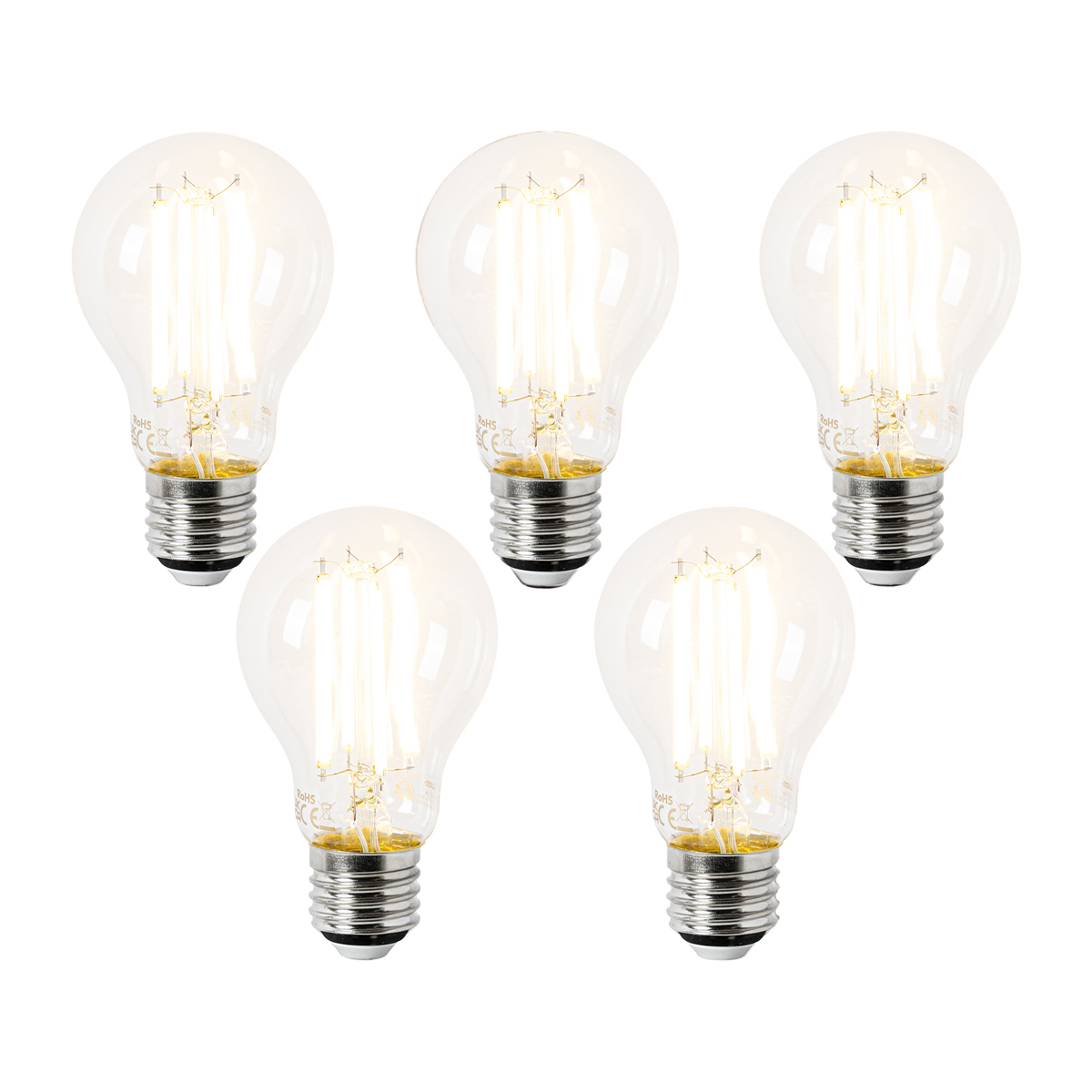 5 Db E27 Led Izzó Szett A60 Átlátszó 3