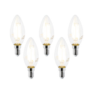 5 db E14 LED izzó szett B35 átlátszó 2