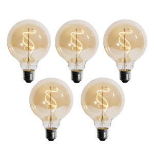 5 Db E27 Dimmelhető Led Spirál Izzószál G95 4W 270Lm 2700K – Luedd