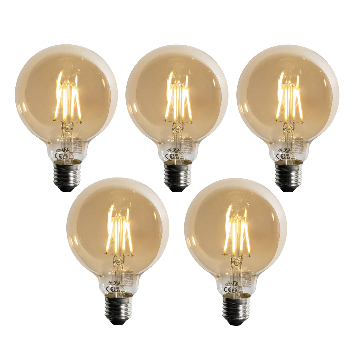 5 Db E27 3 Fokozatú Dimmelhető Led Izzó Arany G95 4W 450Lm 2700K – Luedd