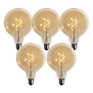5 Darabos E27 Dimmelhető Led Izzókészlet Spirál Filament Arany G125 4W 270 Lm 2700K – Luedd