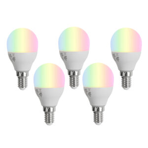 5 darabos Smart E14 LED izzókészlet G45 Opál RGBW 4