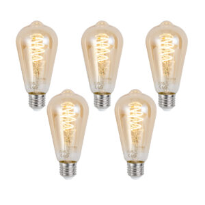 5 db Okos E27 Dimmelhető LED Izzó ST64 Borostyán 4.9W 320lm 2500K – LUUMR