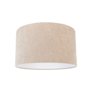 Szövet lámpaernyő világosbarna kerek 35/35/20 – QAZQA