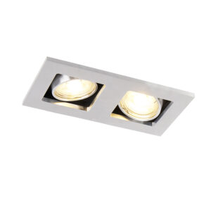 Acél beépített spotlámpa téglalap alakú 2-lámpás - Qure – QAZQA