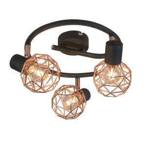 Modern Spotlámpa Fekete Rézzel 3-Lámpás - Mesh – Qazqa