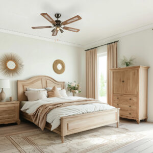 Bronz Mennyezeti Ventilátor Fával 110 Cm 3 Lámpával